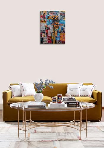 Urban Jazz Canvas Wall Art Graffiti Framed Music Studio Prints 16x24 Inch - color: Urban Jazz, size: 24"L x 16"W