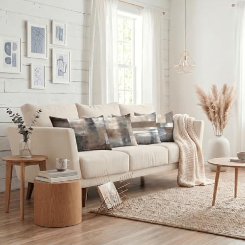 Set of 4 Abstract Throw Pillow Covers 12x20 Brown Tan Gray - color: Brown Tan, size: 20" x 12" (Pack of 4)