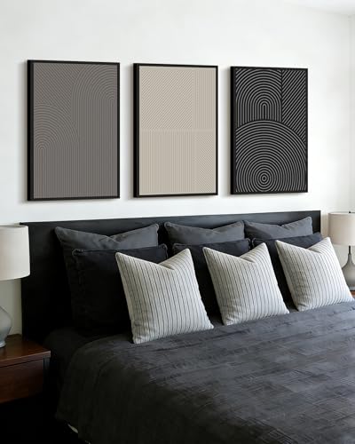 Drsoum Minimalist Abstract Wall Art Framed Modern Boho Neutral Line Wall Decor Mid Century Geometric Artwork Bedroom Living Room 16x24in Black Framed - color: Tree Rings, size: 24L" x 16W", Black Framed
