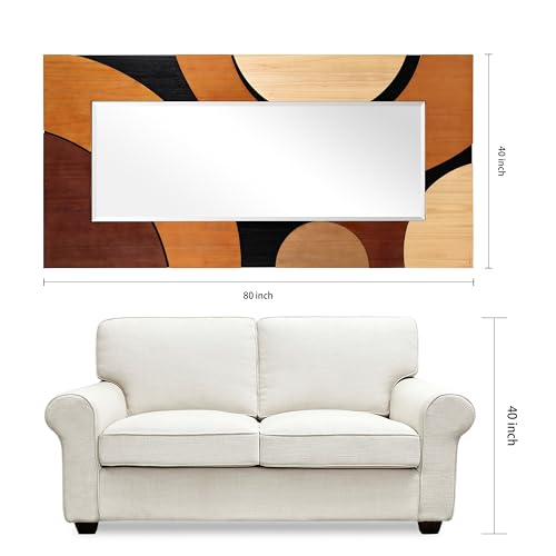Empire Art Direct Curved Elegance Hand Made Solid Paulownia Wood Beveled Leaner Mirror, Ready to Hang, Living Room, Bedroom & Office, 78.8"x39.4"x1.6" - style: Curved Elegance