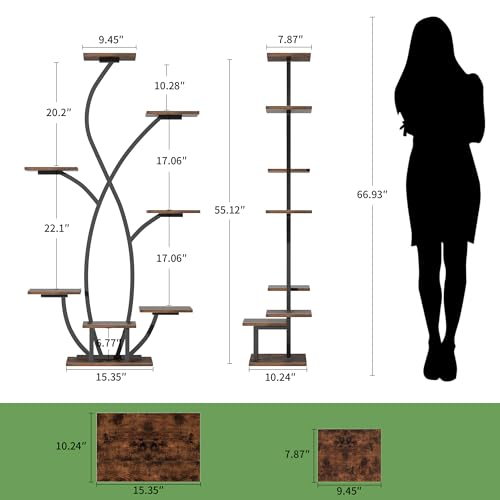 JUSTOGO Plant Stand Indoor with Grow Light, Corner Indoor Plant Shelf