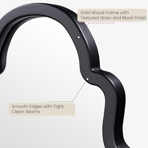 24x40 Matte Black Arched Wood Framed Bathroom Vanity Wall Mirror - color: Matte Black, size: 40"L x 24"W