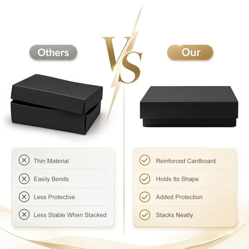 Small Jewelry Gift Boxes, 20 Pack 3.5x3.5x1 Inch, Black - color: Black, size: 3.5x3.5x1 Inch (Pack of 20)