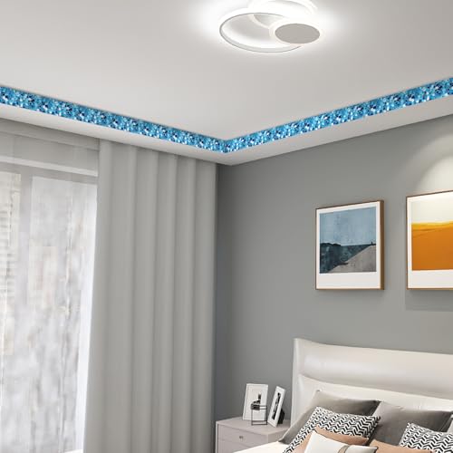 HOMETITUTE Peel and Stick Wallpaper Border 4x196in Blue Geometry Pattern - color: blue texture