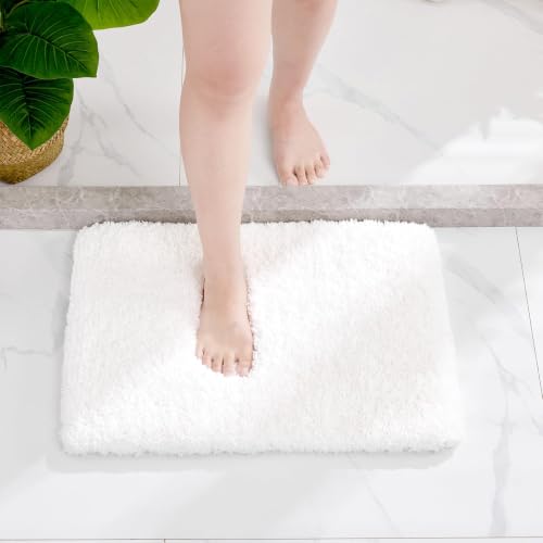 Disolla White Bathroom Rugs 17x24, Microfiber Non-Slip Plush Small Bath Mat - color: White, size: 1'5" x 2' (17''x24'' Mini Bathroom Rug)