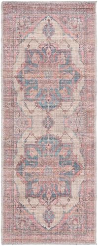 Rugs.com - Nostalgia Rug – 5 Ft Runner Antique Beige Washable Rug Vintage Medallion Design for Hallways and Entryways - size: 2' x 5' (Runner)