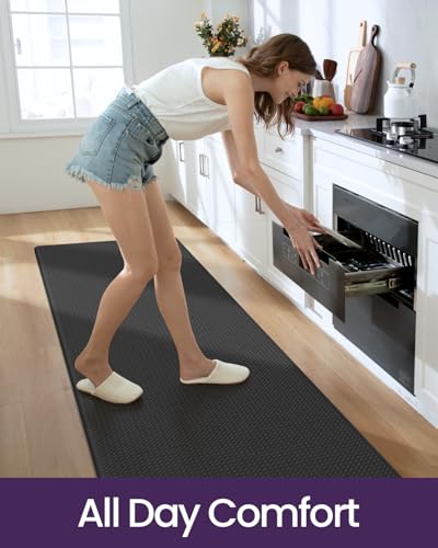 DEXI Kitchen Floor Mats Cushioned Anti Fatigue, 23x94 Standing Runner Rug - color: Black, size: 94"l X 23"w X 0.4"th