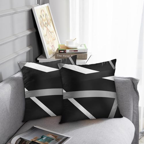 Emvency Throw Pillow Covers Set of 2, 18 x 18 Inch, Stripes Modern Retro - color: Black and Grey 4, size: 18" x 18" (Pack of 2)