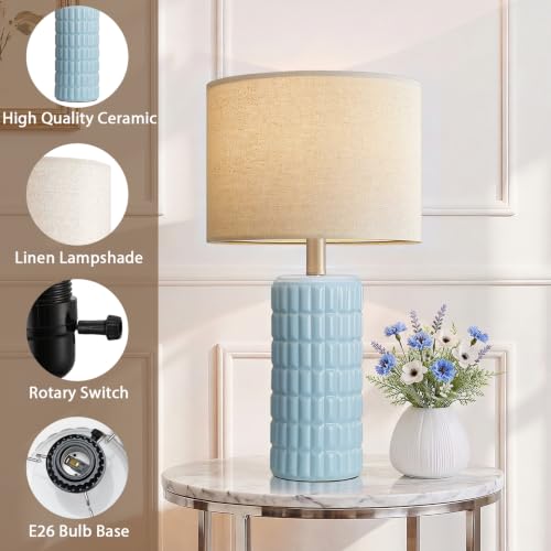 Seealle 23" Modern Ceramic Table Lamps, Lamps for Bedroom, Sky Blue - color: Sky Blue