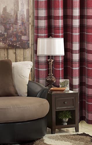 always4u Plaid Curtains 100% Blackout Thermal Energy Saving Drapes for Bedroom Woolen Look Farmhouse Living Room Curtains 2 Panels 45 * 84 Burgundy Red - color: Burgundy Red, size: 45"W x 84"L (Pack of 2)