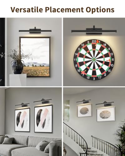 15.75'' Wireless Picture Lights for Wall Removable Battery Charging - color: Black, size: 15.75 inch-3W