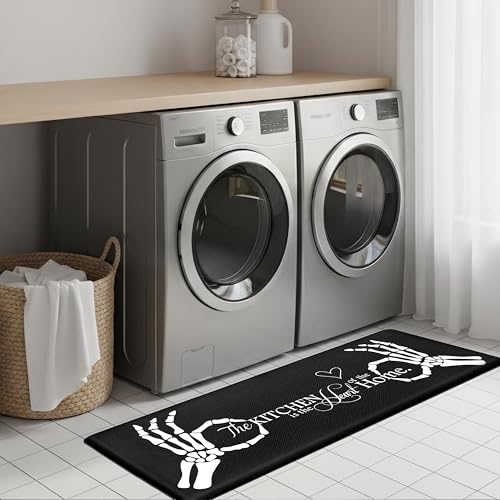 Kitchen Rugs for Floor 2 Pcs Memory Foam Padded Anti Fatigue Kitchen Mat - color: Black