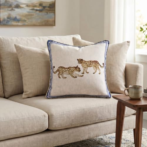 patdrea Designer Vintage Linen Throw Pillow Cover,18"x18",Set of 2-Fromm E - color: Fromm E, size: 18" x 18" (Pack of 2)