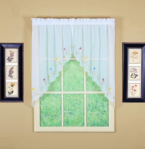 Today's Curtain,Vineyard 3-D Appliqué,Swag 38", White, 60" W x 38" L - color: White, size: 60"W x 38"L (Pack of 1)