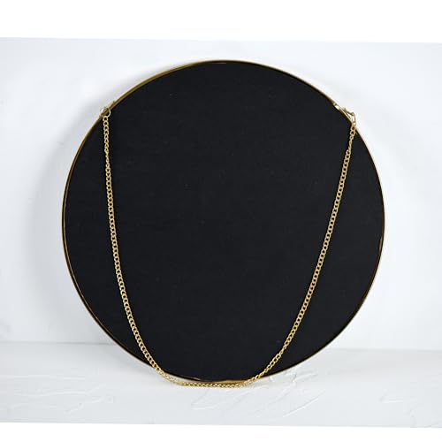 Hzxcuim9.6 inch Modern Round Wall Mirror with Metal Frame and Hanging Chain - size: 9.6 inch