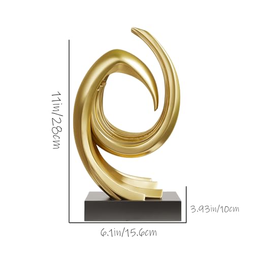 Golden Wave Resin Origami Statue Modern Abstract Home Decoration Emphasizes Abstract Office Desk Carving Table Family Bedroom Living Room Garden Office Golden Stripe Decoration (C) - color: C