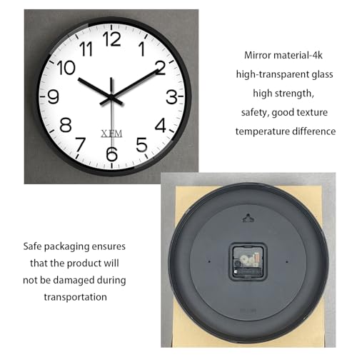 XFM Black Silent Wall Clocks Battery Operated 14 Inch - color: Black, size: 14 Inch-1pcs