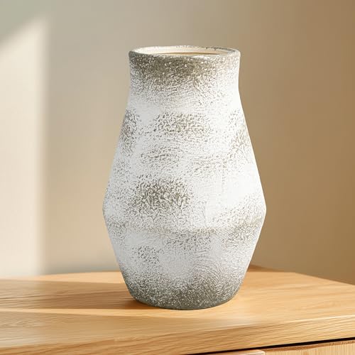 Grey Rustic Ceramic Vase, 11 Inch - color: Rustic Gray, size: 11 inch