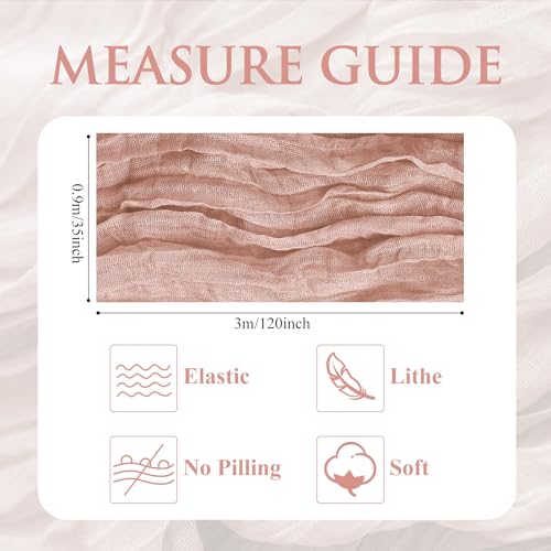Cheesecloth Table Runner 10FT 12Pcs Dusty Pink Boho Gauze Sheer Runners - color: Dusty Pink, size: 12 Pack