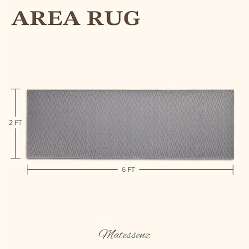 MatEssenz 2'x6' Faux Linen Runner Rug, Washable Woven Textured Long Hallway Carpet, Slip Resistant Gel Backing Indoor Floor Runner for Kitchen Entryway Laundry Room, Grey - color: Grey, size: 2' x 6' (Rectangular)
