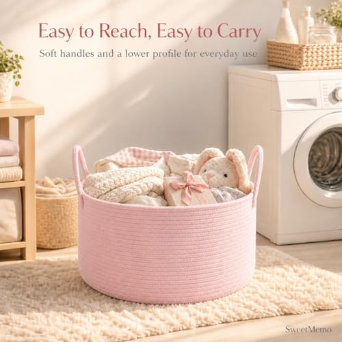 Large Gift Basket Empty to Fill Kit, Woven Rope Basket, Pink - color: Blush Pink, size: Large