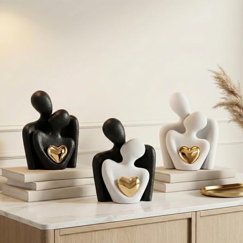 XMGZQ Large Couple Statue Tv Stand Decor Items for Living Room Home Decor,Bedroom Decor for Couples Sculpture for Anniversary Wedding,Love Gifts for Couples 2026,Knick Knacks for Shelve - color: Black White, size: 7.08in