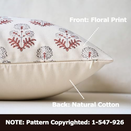 Amor Virisso Vintage Floral Pillow Covers 18x18 Set of 2 for Couch,Rust Red - color: Rust Red, size: 18" x 18" (Pack of 2)