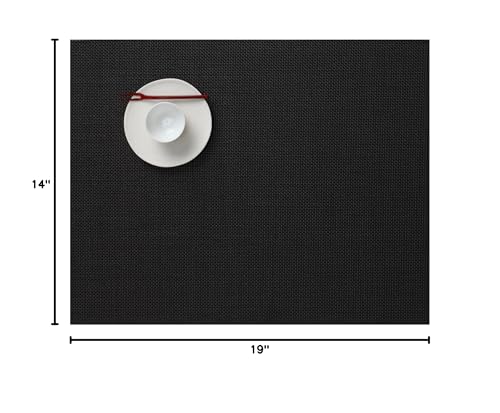 Chilewich Mini Basketweave Placemats, Woven Rectangle Placemats Set of 4 - color: Black, size: 14"x19"