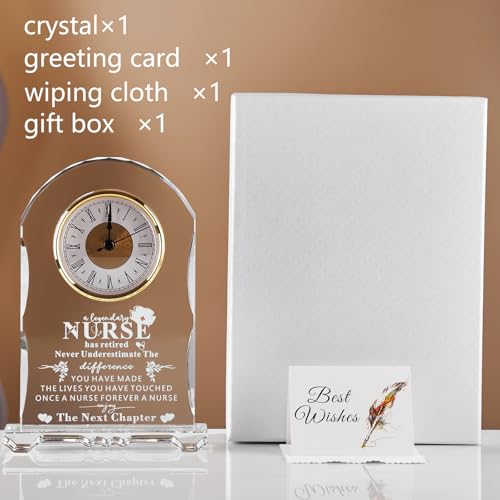 Nurse Retired Crystal Clock Gifts, Best Nurse Gifts, Nurse Week Day Gifts, Nurse Retirement Farewell Going Away New Job Leaving Gift, Birthday for Nurse - color: Nurse Retired