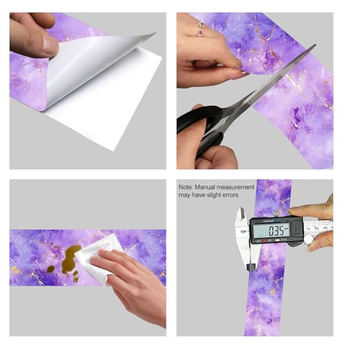 HOMETITUTE Peel and Stick Wallpaper Border 4x196in Purple Galaxy Pattern - color: Purple