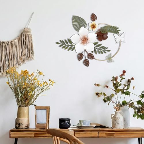 Otoolling 3D Metal Flower Wall Decor - 13.78'' Gold Circle Floral Wall Art