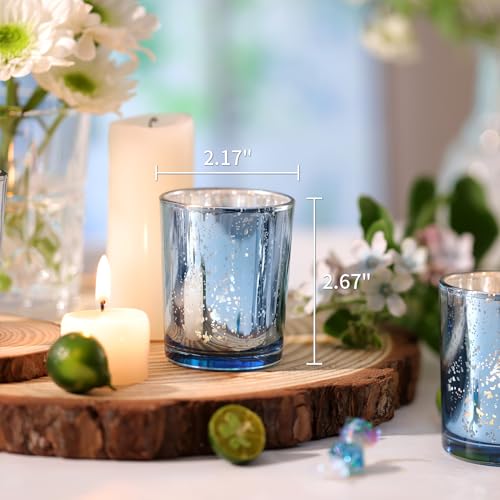 Volens Blue Party Decorations 72pcs, Mercury Glass Votive Candle Holders - color: Blue--72pcs