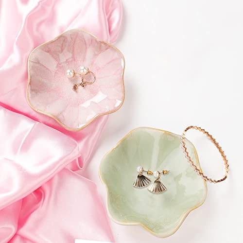 Binoster Ceramic Jewelry Dish,Leaf Jewelry Tray Key Tray,Small Ring Dish Holder Jewelry Plate Trinket Tray Catchall Tray Nightstand Decor For Entryway Green Table Room Decor - color: Green, size: 4.3 inches