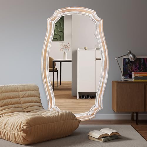 36x24 Inch Scalloped Wall Mirror, Rustic Farmhouse Wood Frame Mirrors - color: C - 36"l X 24"w