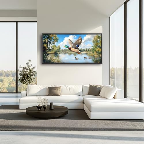 Farmhouse Duck Large Wall Art Framed Rustic Wall Decor for Living Room Lake Duck Hunting Pictures Oversized Canvas Print Painting Modern Extra Large Framed Artwork for Bedroom Office 60"x30" - color: Duck, size: 60"L x 30"W