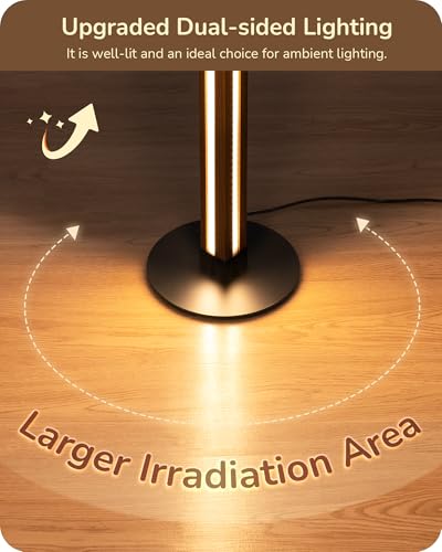EDISHINE Wooden Floor Lamp with Remote, Dual Lighting, 7CCT & Dimmable - color: Light Brown