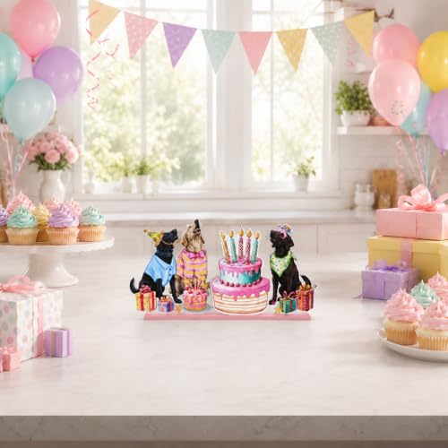 Smile Birthday Wooden Standing Decor Dog Party Cake Tiered Tray - style: Birthday