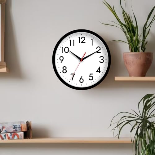 DAXSMY 8 Inch Wall Clock, Battery Operated Silent Non Ticking - color: A-black, size: 8"