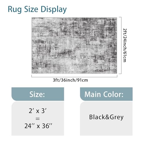 Washable Rug 2x3 for Entryway: Modern Abstract Bathroom Area Rug Black - color: Black, size: 2' x 3' (Rectangular)