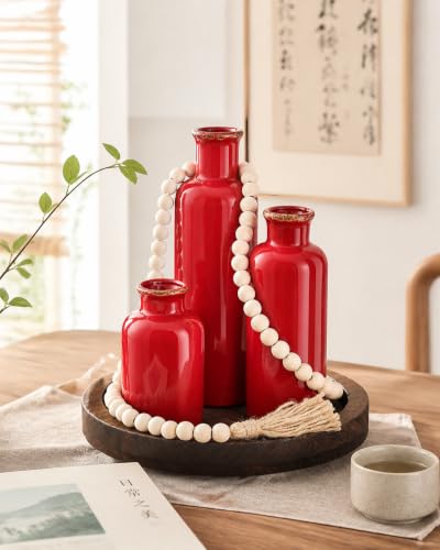 5 Pcs Coffee Table Decor Set, Red - color: Red