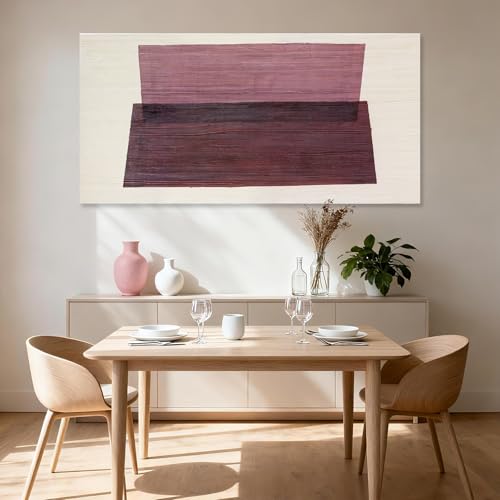 YETHEN WAL Burgundy Abstract Wall Decor Large Hand-Painted Textured Canvas Art Minimalist Painting for Living Room Bedroom Office 24x48 Inch - color: Pink, size: 48"L x 24"W