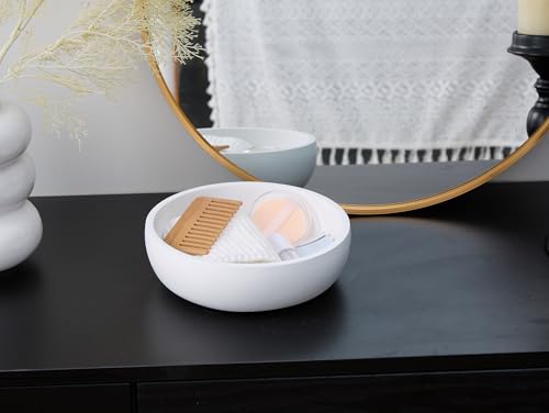Large Concrete Key Bowl for Entryway Table - 7.9" Key Holder Bowl for Keys - color: White