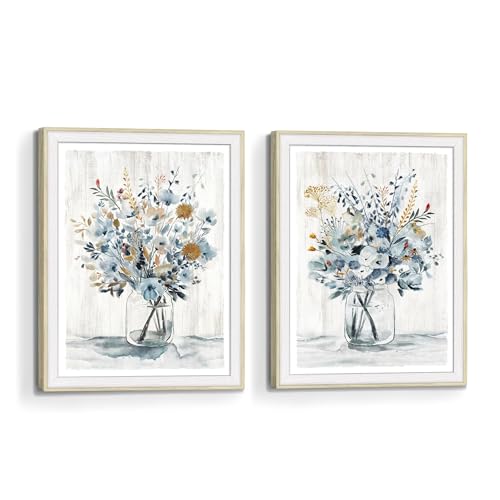 꽃 그림 벽 아트 액자: 꽃 프린트 꽃다발 삽화 수직 수채화 식물 야생화 그림 장식 침실 거실 홈 오피스용 - color: 플라워 05, size: 11"x14"x2Pcs