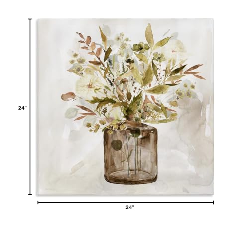 Earthy Fall Botanicals Floral, 24 x 24 Inch Canvas Wall Art - color: Earthy Fall Bouquet Vase, size: 24"L x 24"W