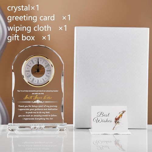 Meaningful Retirement Crystal Clock Gifts for Women Men, Best Boss Ever Happy Retirement Clock Plaque Gifts Going Away Gift Leaving Gifts Congratulations Retired Gifts Farewell Presents Ideas - color: Best Boss Ever