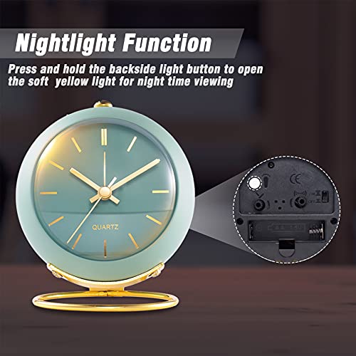 AYRELY® Battery Operated Analog Desk Alarm Clock with Light, Table Clock - color: Green