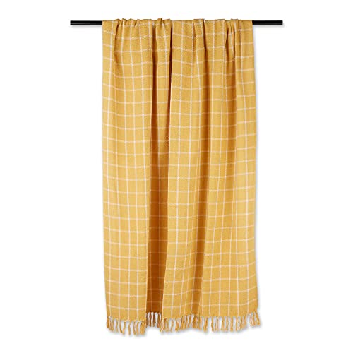 DII Transitional Checked Plaid Woven Throw, 50x60, Honey Gold - color: Honey Gold, size: 50x60"