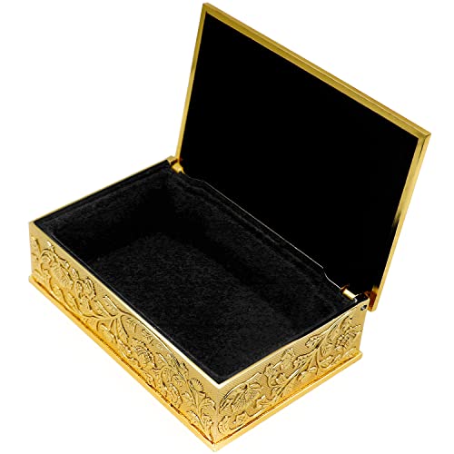 Hsiwto Small Rectangle Vintage Metal Jewelry Box Trinket Gift Box Chest Ring Case for Girls Ladies Women, Gold - color: Gold