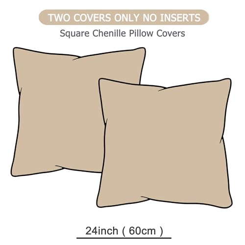 GAWAMAY Decorative Corduroy Throw Pillow Covers 24x24 Beige 2 Pack - color: Beige, size: 24" x 24" (Pack of 2)