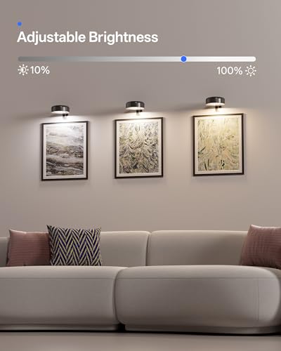 Homelist 3 Pack Picture Lights for Wall, 2200mAh Rechargeable, Black - color: Black